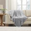 Madison Park Duke Luxury Throw Premium Soft Cozy Brushed Long Faux Fur For Bed, Coach or Sofa, 50×60, Blue(Grey)