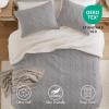 Madison Park Ellis Cable Knit Comforter Set – Soft Fluffy Chenille with Sherpa Reverse, Cozy Sweater-Inspired Texture, Oeko-Tex Certified,King, Ivory(Gray)