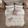 Madison Park Emilia Bed in a Bag Comforter Set with Sheets, Gold Metallic Jacquard Damask Design, Traditional, All Season Bedding Includes Bedskirt, Shams, Toss Pillows, Queen Khaki/Gold 12 Piece(California King)