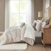 Madison Park Emilia Bed in a Bag Comforter Set with Sheets, Gold Metallic Jacquard Damask Design, Traditional, All Season Bedding Includes Bedskirt, Shams, Toss Pillows, Queen Khaki/Gold 12 Piece(King)