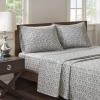 Madison Park Essentials Chevron Printed Ultra Soft 4 Piece Sheet Set, Grey, Queen(Grey)