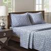 Madison Park Essentials Chevron Printed Ultra Soft 4 Piece Sheet Set, Grey, Queen(Navy)