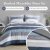 Madison Park Essentials Jaxon Bed in a Bag Comforter Set with Sheet, Printed Stripe Design, Modern All Season Bedding and Matching Sham, Queen Blue/Grey 7 Piece(Blue/Grey)