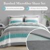 Madison Park Essentials Jaxon Bed in a Bag Comforter Set with Sheet, Printed Stripe Design, Modern All Season Bedding and Matching Sham, Queen Blue/Grey 7 Piece(Aqua/Grey)