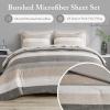 Madison Park Essentials Jaxon Bed in a Bag Comforter Set with Sheet, Printed Stripe Design, Modern All Season Bedding and Matching Sham, Queen Blue/Grey 7 Piece(Taupe/Grey)