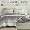 Madison Park Essentials Jaxon Bed in a Bag Comforter Set with Sheet, Printed Stripe Design, Modern All Season Bedding and Matching Sham, Queen Blue/Grey 7 Piece(Green/Grey)