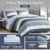 Madison Park Essentials Jaxon Bed in a Bag Comforter Set with Sheet, Printed Stripe Design, Modern All Season Bedding and Matching Sham, Queen Blue/Grey 7 Piece(Blue/Grey)