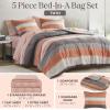 Madison Park Essentials Jaxon Bed in a Bag Comforter Set with Sheet, Printed Stripe Design, Modern All Season Bedding and Matching Sham, Queen Blue/Grey 7 Piece(Coral/Grey)