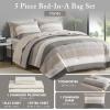 Madison Park Essentials Jaxon Bed in a Bag Comforter Set with Sheet, Printed Stripe Design, Modern All Season Bedding and Matching Sham, Queen Blue/Grey 7 Piece(Taupe/Grey)