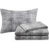 Madison Park Essentials Queen Comforter Set, Bed in a Bag Queen, Watercolor Print Coastal Comforter & Chambray Cotton Sheet Set, All Season Bedding Set, Saben, Taupe Queen (90 in x 90 in) 9 Piece(Stripe Taupe)
