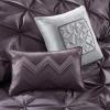 Madison Park Essentials Room in a Bag Faux Silk Comforter Set – Luxe Diamond Tufting All Season Bedding, Matching Curtains, Decorative Pillows, Grey King(104″x92″) 24 Piece(Plum)