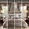 Madison Park Essentials Room in a Bag Faux Silk Comforter Set – Luxe Diamond Tufting All Season Bedding, Matching Curtains, Decorative Pillows, Grey King(104″x92″) 24 Piece(Taupe)