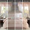 Madison Park Essentials Room in a Bag Faux Silk Comforter Set – Luxe Diamond Tufting All Season Bedding, Matching Curtains, Decorative Pillows, Grey King(104″x92″) 24 Piece(Blush)
