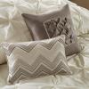 Madison Park Essentials Room in a Bag Faux Silk Comforter Set – Luxe Diamond Tufting All Season Bedding, Matching Curtains, Decorative Pillows, Grey King(104″x92″) 24 Piece(Ivory)