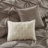 Madison Park Essentials Room in a Bag Faux Silk Comforter Set – Luxe Diamond Tufting All Season Bedding, Matching Curtains, Decorative Pillows, Grey King(104″x92″) 24 Piece(Taupe)