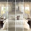 Madison Park Essentials Room in a Bag Faux Silk Comforter Set – Luxe Diamond Tufting All Season Bedding, Matching Curtains, Decorative Pillows, Grey King(104″x92″) 24 Piece(Ivory)