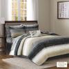 Madison Park Essentials Saben Cozy Bed in A Bag Reversible Quilt with Complete Cotton Sheet Set-Geometric Design All Season Cover, Decorative Pillow, Cal King(104″x92″), Stripes Aqua, 8 Piece(Stripes Taupe Coverlet Biab 8pcs)