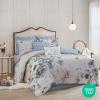 Madison Park Floral Queen Comforter Set, Cotton Rich Bedding Set Feminine Design Shabby Chic Queen Size Comforter Sets, All Season Bed Cover with Shams, Bed Skirt, Décor Pillow, Blush 8 Piece(Cassandra Blue)
