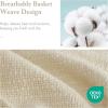 Madison Park Freshspun Basketweave Luxury Cotton Blanket Yellow 90×90″ Full/Queen Size Basketweave Premium Soft Cozy 100% Cotton For Bed, Couch or Sofa(Natural)