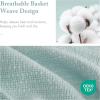 Madison Park Freshspun Basketweave Luxury Cotton Blanket Yellow 90×90″ Full/Queen Size Basketweave Premium Soft Cozy 100% Cotton For Bed, Couch or Sofa(Blue)