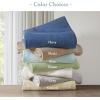Madison Park Freshspun Basketweave Luxury Cotton Blanket Yellow 90×90″ Full/Queen Size Basketweave Premium Soft Cozy 100% Cotton For Bed, Couch or Sofa(Blue)