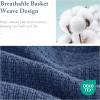 Madison Park Freshspun Basketweave Luxury Cotton Blanket Yellow 90×90″ Full/Queen Size Basketweave Premium Soft Cozy 100% Cotton For Bed, Couch or Sofa(Navy)