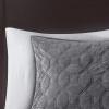 Madison Park Harper Quilt Set Velvet Casual Geometric Stitching Design All Season, Lightweight Coverlet, Cozy Bedding, Matching Shams, Full/Queen(90″x90″), Ivory 3 Piece(Grey)