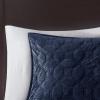 Madison Park Harper Quilt Set Velvet Casual Geometric Stitching Design All Season, Lightweight Coverlet, Cozy Bedding, Matching Shams, Full/Queen(90″x90″), Ivory 3 Piece(Navy)