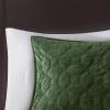 Madison Park Harper Quilt Set Velvet Casual Geometric Stitching Design All Season, Lightweight Coverlet, Cozy Bedding, Matching Shams, Full/Queen(90″x90″), Ivory 3 Piece(Green)