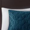 Madison Park Harper Quilt Set Velvet Casual Geometric Stitching Design All Season, Lightweight Coverlet, Cozy Bedding, Matching Shams, Full/Queen(90″x90″), Ivory 3 Piece(Teal)