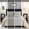 Madison Park Harper Quilt Set Velvet Casual Geometric Stitching Design All Season, Lightweight Coverlet, Cozy Bedding, Matching Shams, Full/Queen(90″x90″), Ivory 3 Piece(Ivory)