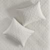 Madison Park Harper Quilt Set Velvet Casual Geometric Stitching Design All Season, Lightweight Coverlet, Cozy Bedding, Matching Shams, Full/Queen(90″x90″), Ivory 3 Piece(Ivory)