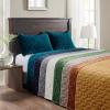 Madison Park Harper Quilt Set Velvet Casual Geometric Stitching Design All Season, Lightweight Coverlet, Cozy Bedding, Matching Shams, Full/Queen(90″x90″), Ivory 3 Piece(Rust)