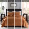 Madison Park Harper Quilt Set Velvet Casual Geometric Stitching Design All Season, Lightweight Coverlet, Cozy Bedding, Matching Shams, Full/Queen(90″x90″), Ivory 3 Piece(Rust)