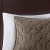 Madison Park Harper Quilt Set Velvet Casual Geometric Stitching Design All Season, Lightweight Coverlet, Cozy Bedding, Matching Shams, Full/Queen(90″x90″), Ivory 3 Piece(Taupe)