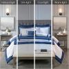 Madison Park Heritage Comforter Quilt Combo Set – Modern Luxury Design, All Season Down Alternative Bedding, Matching Shams, Decorative Pillows, Full/Queen(90″x90″), Color Block Grey 8 Piece(Heritage Color Block Navy)