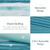 Madison Park Heritage Comforter Quilt Combo Set – Modern Luxury Design, All Season Down Alternative Bedding, Matching Shams, Decorative Pillows, Full/Queen(90″x90″), Color Block Grey 8 Piece(Marina Coastal Stripes Aqua)