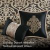 Madison Park King Comforter Set Damask Medallion Jacquard Comforter, Overfilled All Season Bed Set, Bed Skirt, Shams, Decor Pillows, Odette, King(104 in x 92 in), Black 8 Piece(Black/Gold)