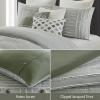 Madison Park King Comforter Set, Removable 100% Cotton Duvet Cover King Size with Insert, Farmhouse Bedding, Textured Stripe Clipped Jacquard Accent, King, Grey 9 Piece(Green)