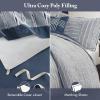 Madison Park King Comforter Set, Removable 100% Cotton Duvet Cover King Size with Insert, Farmhouse Bedding, Textured Stripe Clipped Jacquard Accent, King, Grey 9 Piece(Blue)