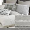 Madison Park King Comforter Set, Removable 100% Cotton Duvet Cover King Size with Insert, Farmhouse Bedding, Textured Stripe Clipped Jacquard Accent, King, Grey 9 Piece(Gray)