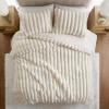 Madison Park King Comforter Set Reversible Faux-Fur Plush Comforters for King Size Bed, All Season Luxurious Ribbed Velvet Comforters King Size Bedding Set, Jasmine, King, Ivory 3 Piece(Ivory)