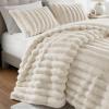 Madison Park King Comforter Set Reversible Faux-Fur Plush Comforters for King Size Bed, All Season Luxurious Ribbed Velvet Comforters King Size Bedding Set, Jasmine, King, Ivory 3 Piece(Ivory)