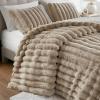 Madison Park King Comforter Set Reversible Faux-Fur Plush Comforters for King Size Bed, All Season Luxurious Ribbed Velvet Comforters King Size Bedding Set, Jasmine, King, Ivory 3 Piece(Taupe)