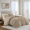 Madison Park King Comforter Set Reversible Faux-Fur Plush Comforters for King Size Bed, All Season Luxurious Ribbed Velvet Comforters King Size Bedding Set, Jasmine, King, Ivory 3 Piece(Taupe)