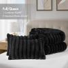 Madison Park King Comforter Set Reversible Faux-Fur Plush Comforters for King Size Bed, All Season Luxurious Ribbed Velvet Comforters King Size Bedding Set, Jasmine, King, Ivory 3 Piece(Black)