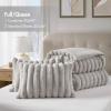 Madison Park King Comforter Set Reversible Faux-Fur Plush Comforters for King Size Bed, All Season Luxurious Ribbed Velvet Comforters King Size Bedding Set, Jasmine, King, Ivory 3 Piece(Light Gray)