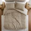 Madison Park King Comforter Set Reversible Faux-Fur Plush Comforters for King Size Bed, All Season Luxurious Ribbed Velvet Comforters King Size Bedding Set, Jasmine, King, Ivory 3 Piece(Taupe)
