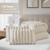 Madison Park King Comforter Set Reversible Faux-Fur Plush Comforters for King Size Bed, All Season Luxurious Ribbed Velvet Comforters King Size Bedding Set, Jasmine, King, Ivory 3 Piece(Ivory)