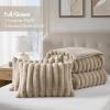 Madison Park King Comforter Set Reversible Faux-Fur Plush Comforters for King Size Bed, All Season Luxurious Ribbed Velvet Comforters King Size Bedding Set, Jasmine, King, Ivory 3 Piece(Taupe)